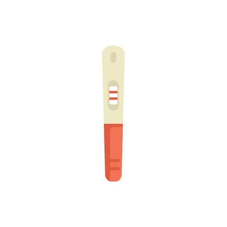 Positive pregnancy test showing two red lines, isolated on white backgroundのイラスト素材