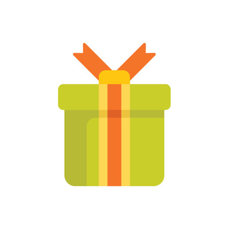 Green gift box with an orange ribbon tied on top, representing celebrations and special occasionsのイラスト素材