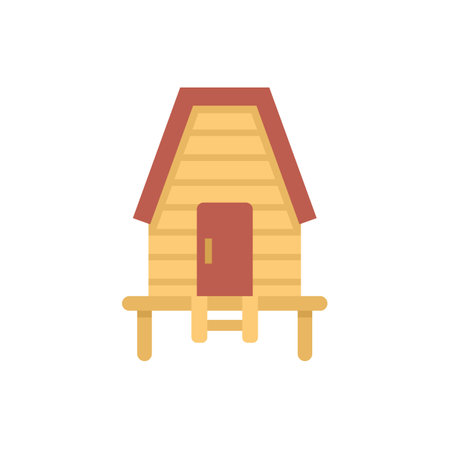 Simple vector illustration of a small wooden house standing on stilts on an isolated backgroundのイラスト素材