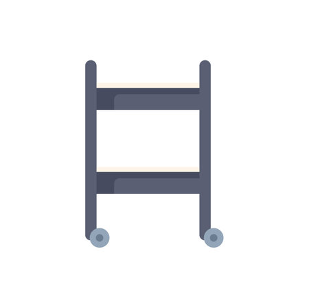 Simple flat icon of an empty serving cart with wheels, catering service furniture for events and restaurantsのイラスト素材