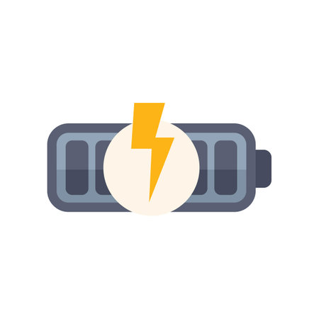 Simple battery icon is shown with a lightning bolt, indicating it is chargingのイラスト素材