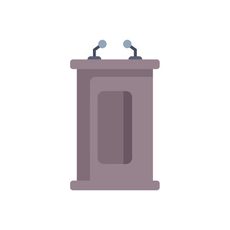 Simple illustration of a wooden podium tribune with microphones, perfect for topics like conference, speech or debateのイラスト素材