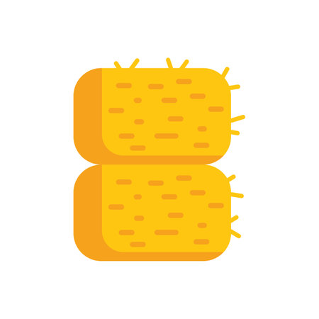This vector illustration features two rectangular hay bales stacked vertically, symbolizing farming and agricultureのイラスト素材
