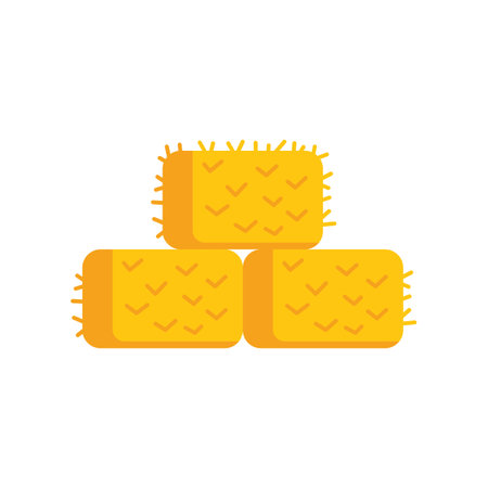 Three rectangular hay bales stacked on top of each other forming a pyramid, isolated on white backgroundのイラスト素材