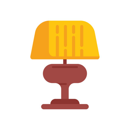 Yellow desk lamp with brown base, providing warm light for working or readingのイラスト素材