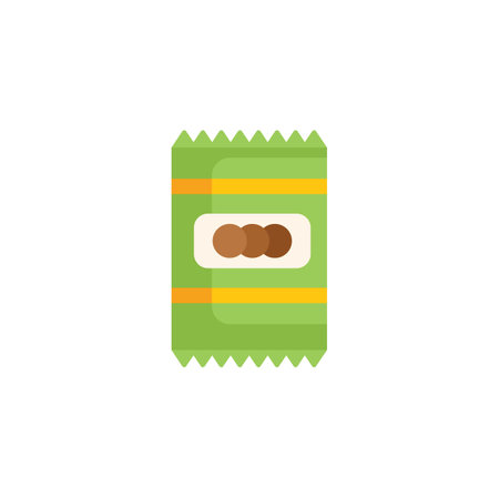 Green foil packaging for coffee beans, protein powder, cookies, sweets, tea, spices, or other foodのイラスト素材