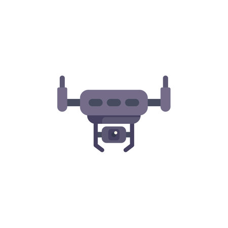 Camera drone is recording aerial footage with a high quality cameraのイラスト素材