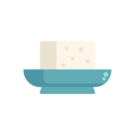 Block of fresh tofu is being served on a plate, showcasing a healthy and delicious ingredientのイラスト素材