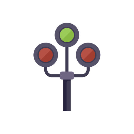 Railway traffic light with green and red signals is controlling the movement of trainsのイラスト素材