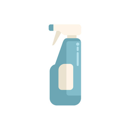 Blue plastic spray bottle dispensing sanitizer or detergentのイラスト素材