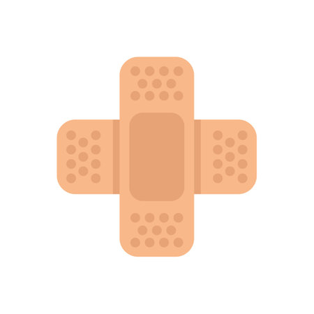 Simple flat vector illustration of a classic adhesive bandage forming a crossのイラスト素材
