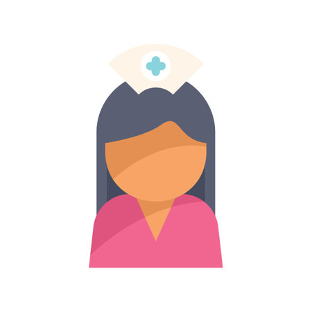 Simple and colorful vector illustration featuring a female nurse wearing pink scrubs and a nurse hatのイラスト素材