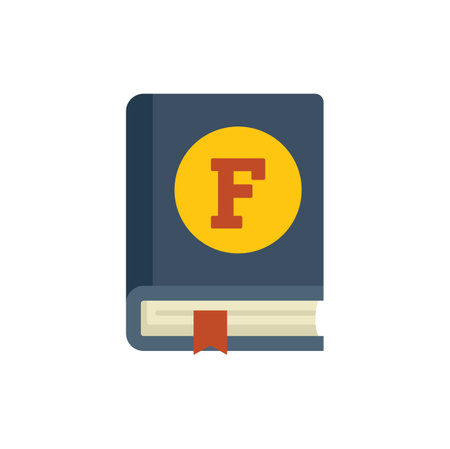 Blue book cover with a yellow circle and a red letter f, suggesting a specific genre or categoryのイラスト素材