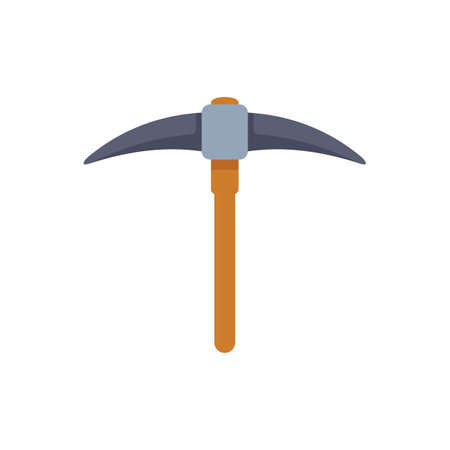 Classic pickaxe with a gray steel head and a sturdy wooden handle, essential for miners and...