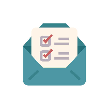 Icon of a checklist inside an envelope is showing a completed taskのイラスト素材