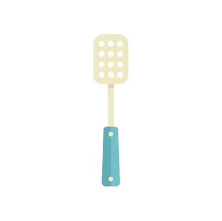 Slotted spatula for cooking is standing up on a white backgroundのイラスト素材