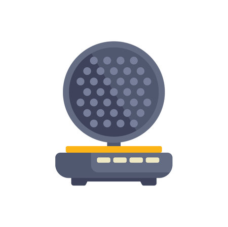 Modern electric waffle maker preparing delicious breakfast waffles, isolated on a white backgroundのイラスト素材