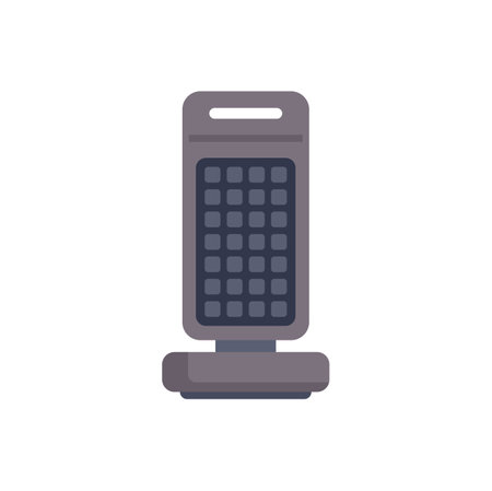 Modern electric waffle maker standing on a kitchen countertop, ready to bake delicious wafflesのイラスト素材
