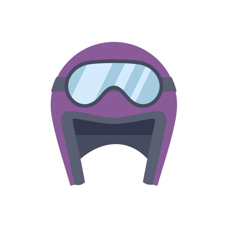 Illustration featuring a purple motorcycle helmet with goggles, emphasizing the importance of safety gear for ridersのイラスト素材