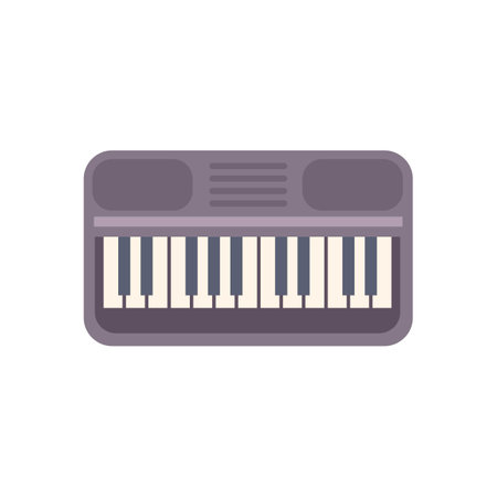 Flat vector illustration of a gray synthesizer featuring black and white keys for playing musicのイラスト素材