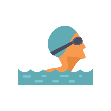 Professional swimmer is taking a breath while swimming crawl in a swimming poolのイラスト素材