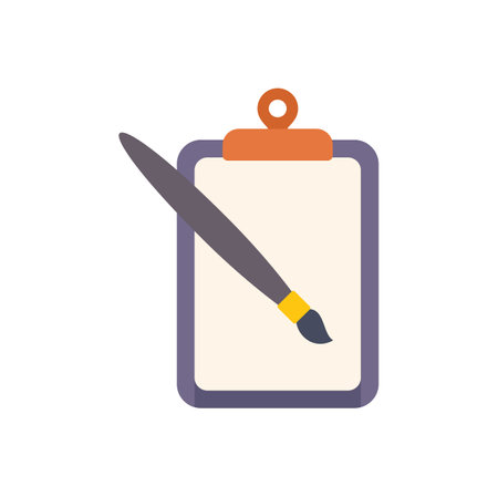 Paintbrush is lying on a clipboard representing artistic tools and creative endeavorsのイラスト素材