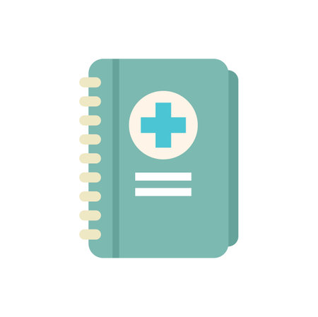 This flat icon design of a medical record book is perfect for healthcare and insurance projectsのイラスト素材