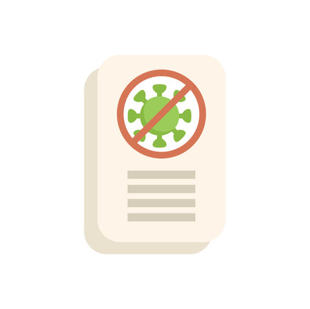 Document with virus sign is showing antibacterial protection, concept of antivirus recommendationsのイラスト素材