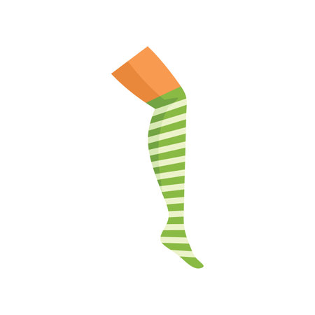 Mannequin leg is modeling green and white striped stockings, perfect for showcasing your hosiery designsのイラスト素材