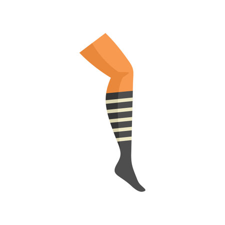 Female leg wearing striped stockings icon, flat styleのイラスト素材