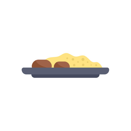 Plate with couscous and meatballs serving presenting delicious food ready to be eatenのイラスト素材