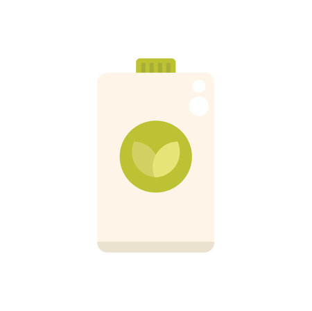 Laundry detergent packaging featuring a green leaves logo, promoting sustainable and environmentally friendly cleaning productsのイラスト素材