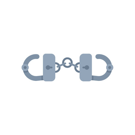 Pair of metal handcuffs for detaining criminals, concept of detention and justice systemのイラスト素材