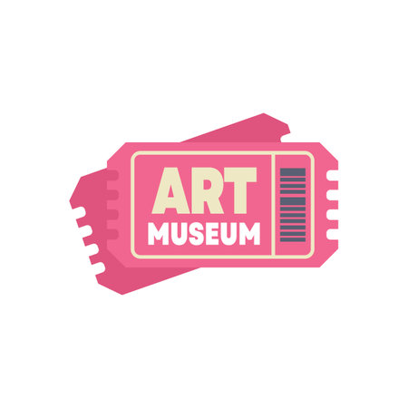 Two pink art museum tickets granting access to a cultural event for visitorsのイラスト素材