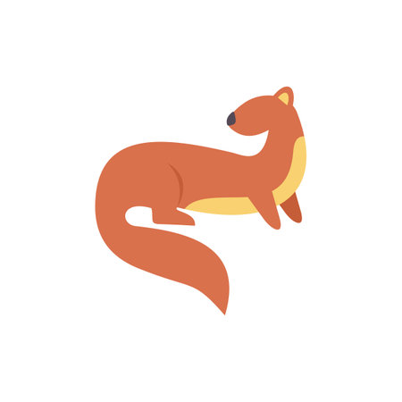 Stylized illustration of a siberian weasel standing alert and looking to the sideのイラスト素材