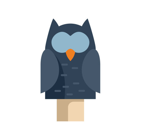 Cartoon owl puppet on wooden base, childrens toy for theatrical performanceのイラスト素材