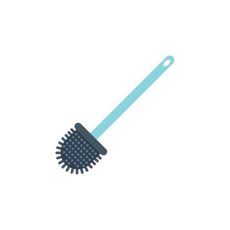 Cleaning toilet brush with plastic handle standing upright, isolated on white backgroundのイラスト素材
