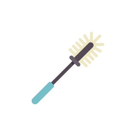 Toilet brush with blue handle resting on a pure white backgroundのイラスト素材