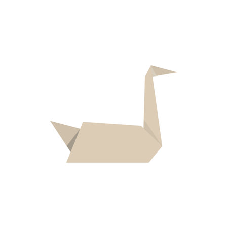 Brown origami swan is folding from paper into the shape of a birdのイラスト素材