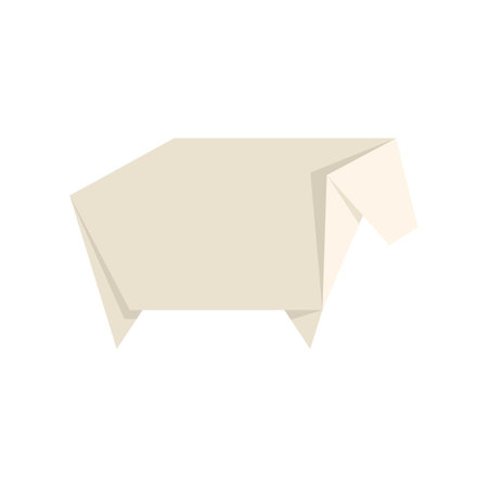 Beige origami cow standing on white background, arts and crafts for kidsのイラスト素材