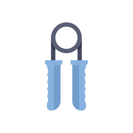 Simple icon of a blue hand grip exerciser for strengthening forearm muscles, in a flat design styleのイラスト素材