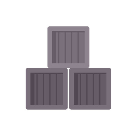 Three grey wooden crates stacked on top of each other forming a pyramid shapeのイラスト素材