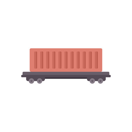 Freight train wagon carrying cargo container delivering goods by railのイラスト素材