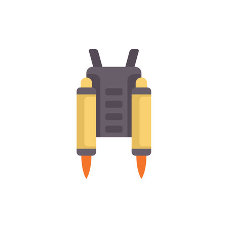 Powerful jetpack is firing its engines, propelling someone or something into the air with great forceのイラスト素材