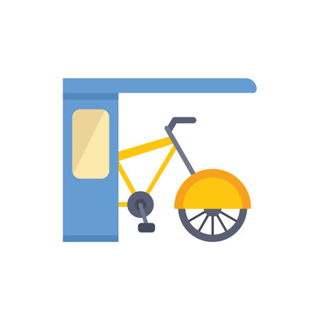 Bicycle parking with roof modern urban transport providing safety and comfort for cyclists flat vector illustrationのイラスト素材
