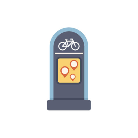 Bicycle sharing system station with location map showing points for rent and parking bicycle in the cityのイラスト素材