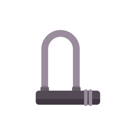 Grey u lock securing holding locking protecting bicycle bikeのイラスト素材