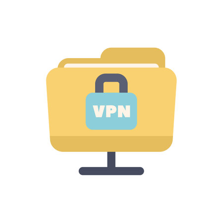 This vector icon represents the concept of data protection using a vpn for secure file storage and accessのイラスト素材