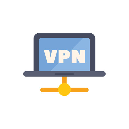 Laptop connecting to a vpn server, establishing a secure and encrypted connection for private network accessのイラスト素材