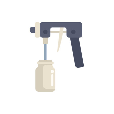 Professional spray gun holding paint container for coloring renovation project, instrument for house decoration and painting worksのイラスト素材